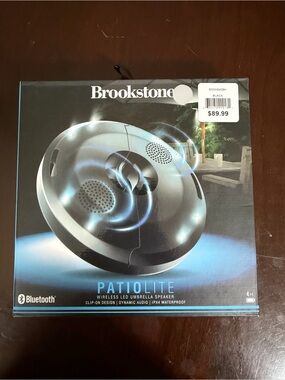 New Brookstone Black PatioLite LED Umbrella Speaker